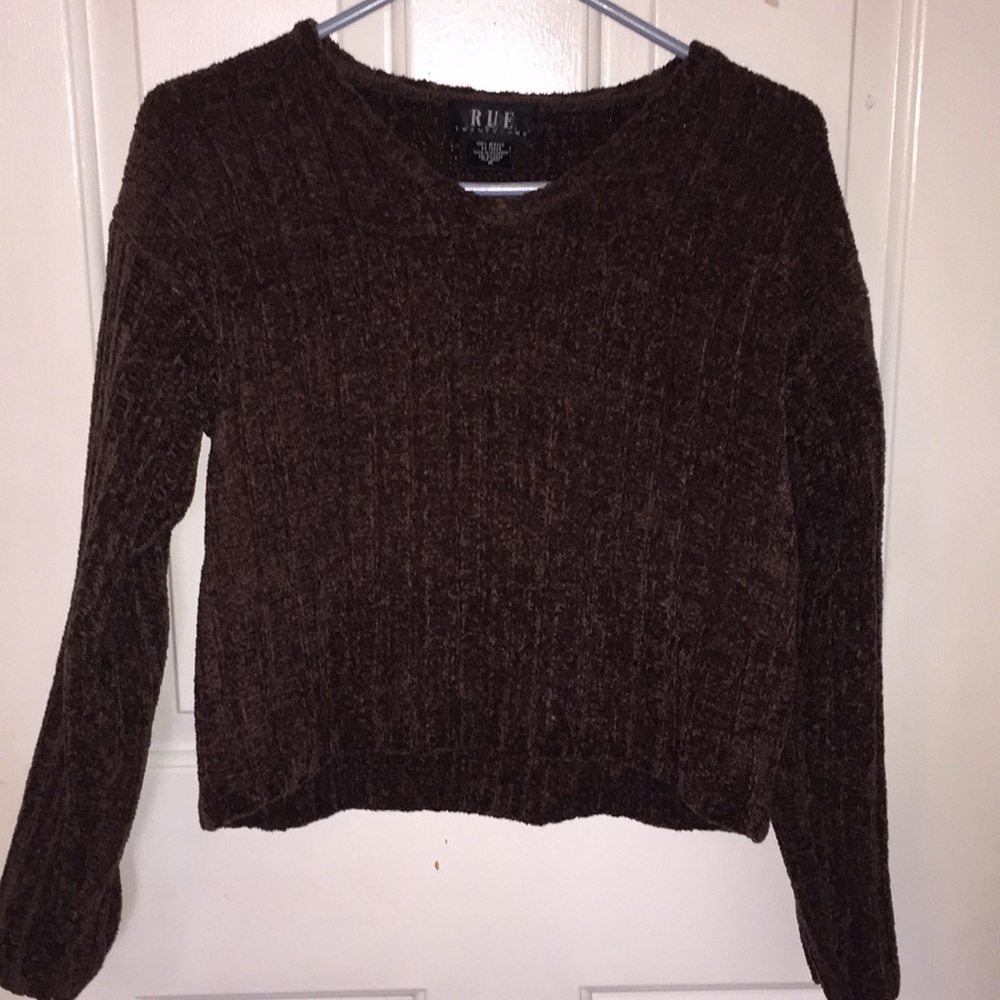 Brown, Cropped Sweater
